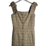 Plaid Dress with Buttons and Bow Strap by Sorry, Too Much Love Brown Photo 1