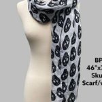 BP  brand sheer pale gray with black skull design scarf/ wrap Photo 0