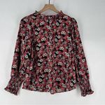 Hayden  Floral Print Crepe Chiffon Ruffle Mock Neck Smocked Long Sleeve‎ Blouse Photo 0