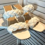 EXPRESS  White Double Strap Braided Sandals Photo 3