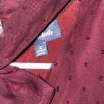 Modcloth  Burgundy Swiss Dot Chiffon Sheer Sleeve Dress Neckbow Size 2 Photo 5