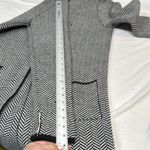 None Chic Black and White Herringbone Coat Jacket 3 Buttons Mock Neck Collar Size L Photo 11