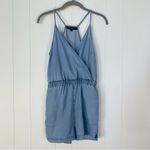 Topshop Chambray Deep V-Neck Romper 4 Photo 2
