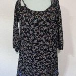 THML Dress Sz M Western Feather Open Shoulders Knee Length Embroidered Hem Strap Photo 0