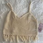 Wild Fable NWT Cream Knit Fringe Crop Top Photo 0