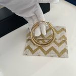 Gold Tone Hoop Earrings with Chevron Pouch Photo 2