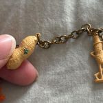 Vintage Advertising PLANTERS MR PEANUT Figural Plastic Charm Bracelet 7” Long Orange Photo 2