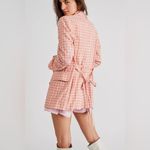 Free People Olivia Gingham Blazer In Pink Size Small Tie Back Relaxed Fit Photo 2