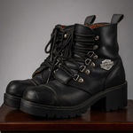Vintage Y2K Harley Davidson Chunky Leather Lave Up Riding Moto Boots Women's sz Black Size 7 Photo 0