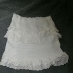 Urban Outfitters UO Ava Eyelet Ruffle Mini Skirt Embroidered High Waist  White L Photo 3
