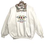 Vintage 90's Cityscape Floral Mock Neck Pullover Zip Up Sweatshirt Sweater White Size M Photo 0