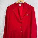 Neiman Marcus Vintage 80s  Red Silk Blazer Jacket Women's Size 10 Single Breasted Photo 9