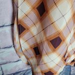 prAna  FLINT MAXI TUNIC SHIRT DRESS ORANGE BURGUNDY PLAID BUTTON FRONT M Photo 5