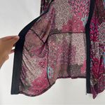 Marc Bouwer Pink Blue Paisley Feather Patterned Zip Front Dolman V Photo 8