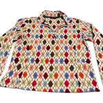 Lands' End Womens Multicolor Argyle Fleece Quarter Zip Pullover Size Small Photo 0