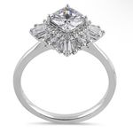 Sterling Silver SIZE 5 925 Gorgeous Cushion Halo Clear Engagement Ring Photo 2