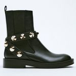 ZARA NEW  STUDDED STRAP ANKLE BOOTS BLACK FAUX LEATHER WOMENS‎ SIZE US 7.5 Photo 0