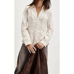 Free People  Women’s Denim Light Pink Wash Snap Front Shaped Western Jacket Sz S Photo 8