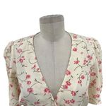 Reformation  Floral Print Button Front Mini Dress Cream Pink Size‎ 4 *Flawed Photo 3
