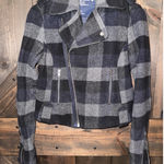 American Eagle Y2K  Moto Jacket‎ Small Plaid Wool Blend Zip Coat 2009 Photo 0