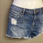 Paige Blue Jean Shorts Distressed Frayed Hem Photo 2