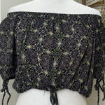 Free People ‎ Dark Boho Whimsy Magic Off Shoulder Peasant Blouse Cropped Sz XS Photo 0