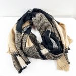 Boutique Plaid Wrap Scarf Tan Beige Photo 0