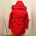 NWT Lands End Red Insulated Plush Lined Coat Jacket Winter Hood Size Small Photo 1