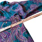 Alfred Dunner Satin Green Purple Paisley Print Bow Tie Blouse Vintage Size 8 EUC Photo 4