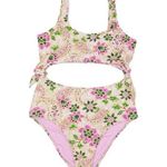 Aerie  One Piece Cheeky Cutout Swimsuit Paisley Floral Print Women's Size Large Photo 0