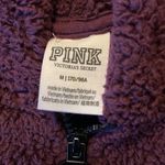 PINK - Victoria's Secret PINK 3/4 Zip‎ Sherpa jacket. Maroon Size Medium. Photo 3
