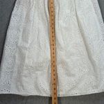 Just Me Eyelet Midi Dress Women's Medium Flutter Sleeve Ruffle Belted White Photo 7