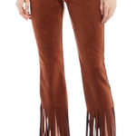 Slim Factor By Investments Women's Plus Pants Faux Suede Fringe Size 1X Brown Photo 0