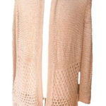 Chico's Travelers Open Front Long Line Cardigan Fringe Peach Metallic Size L (2) Orange Size L Photo 0