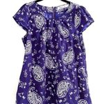 Sunny Girl Blouse M Paisley Floral Royal Blue White Cap Sleeve Lightweight Shirt Size M Photo 0