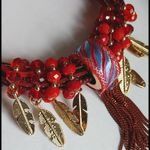 Trendy Red Boho Style Necklace Set Photo 5