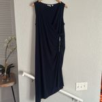 Chico's Chico’s Knit Kit Solid Zip Dress Navy Blue Size 2 Slimming Ruched Zipper Party Photo 3