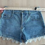 Vintage Denim Shorts with lace trim Waist 31'' USA made Blue Photo 10