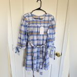 Daughters of India NEW Freya Dress in Periwinkle Blue Plaid Photo 1