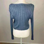 Aeropostale Blue Ribbed Button Front Cropped Top Size L NWT Photo 6