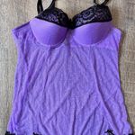 Just Sexy Intimate Purple Lingerie Teddy size 1X black lace Photo 0