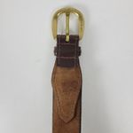 Mens Genuine Leather Belt 34 Brown Basket Weave Braided Solid Brass Buckle Photo 10