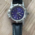 Fossil  Ladies Watch Black Leather Strap Purple Dial Luminous Hands Photo 2