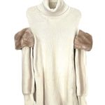 Adeam Cold Shoulder Turtleneck Sweater with Faux Fur Trim size M Size M Photo 4