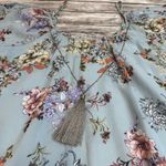 Bailey blue  Women's Floral Shift Dress Tassel Necklace M Med Medium Blue Sheer Photo 4