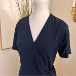 Babaton ARITZIA Navy Wallace Dress Wrap Size Small Chiffon Flowy Photo 2