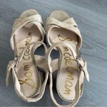 Sam Edelman  Leather Suede Beige Cream Strappy Slingback Block Heels‎ Size 9 Photo 6