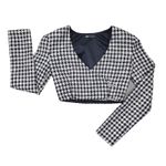 ZARA Black White Houndstooth Long Sleeve Cropped Shirt size Small Photo 0
