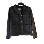 Old Navy Women's Size Medium Black Denim Button Up Trucker Jacket Photo 0