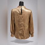 Gold Blazer & Metallic Shirt Set Womens Large Padded Shoulder Statement Outfit Photo 5